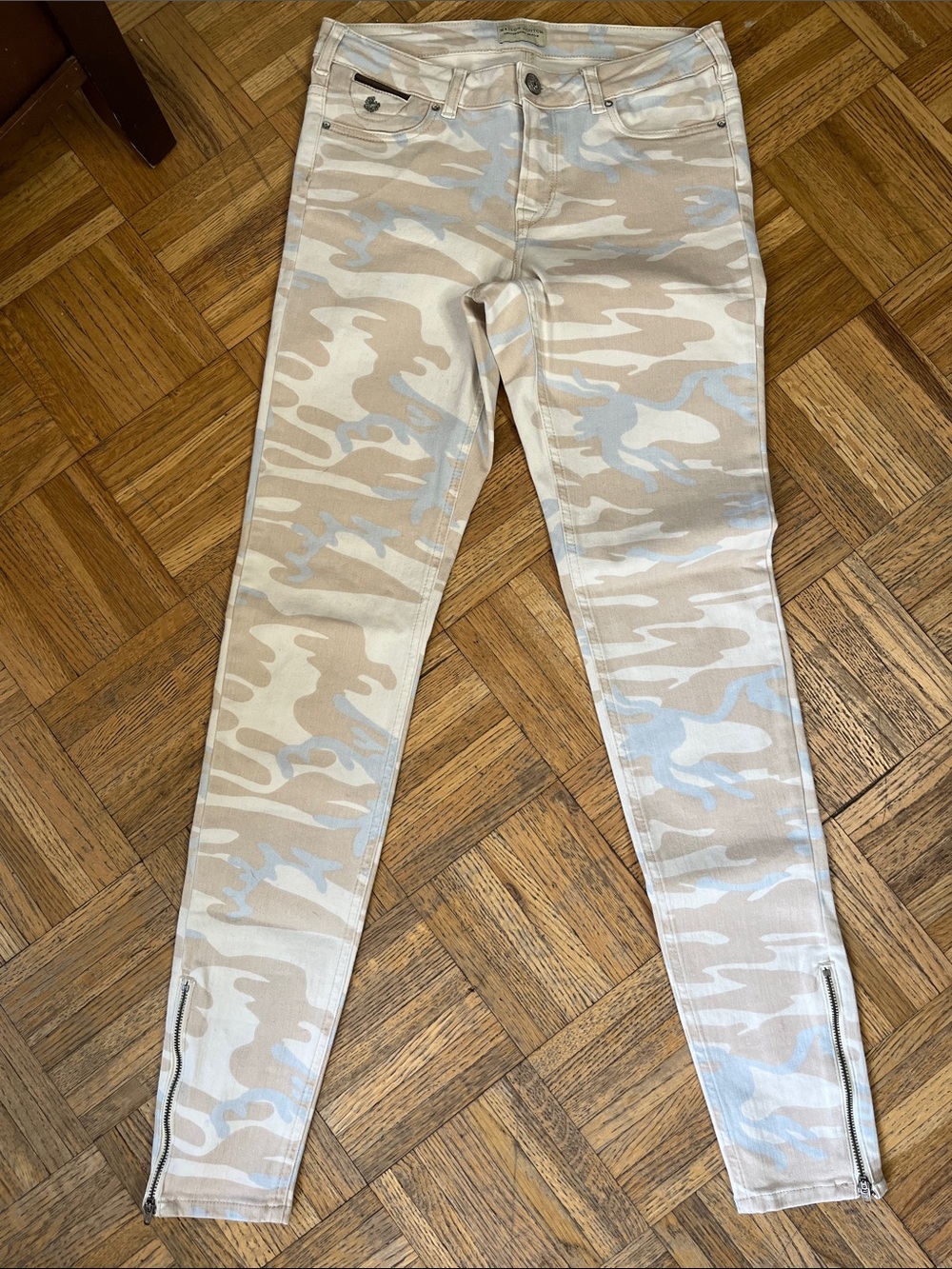 Maison Scotch Women’s 28 Regular Beige Camo Skinny Ankle Zip La Bohemienne - Picture 2 of 8